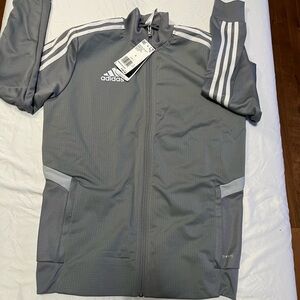 Adidas youth  Gray Track Jacket size large new with tags
